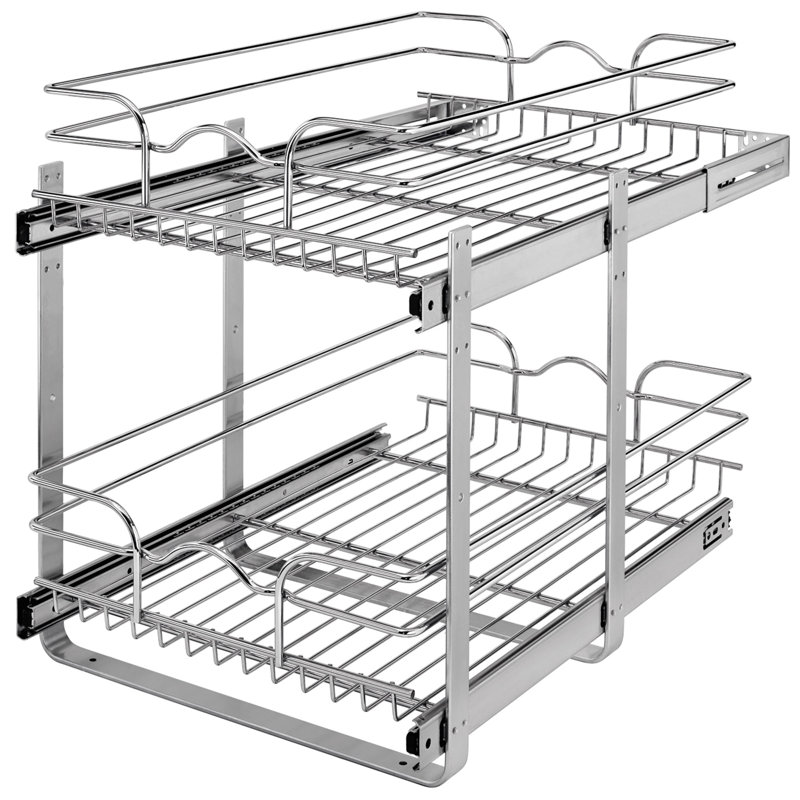 Rev-A-Shelf Pullout 2-Tier Basket Organizer for Kitchen or Vanity Cabinets , 22" D, 15" W