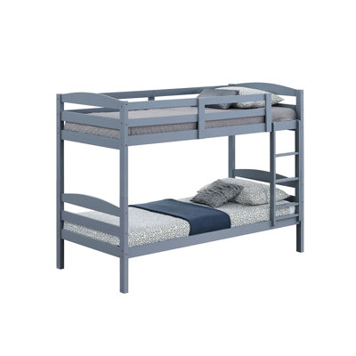 Twin Over Bunk Bed, Gray With Arch Slat Design Transitional, Solid And Engineered Wood, Joint System, 42.5 Inches Deep For Bedroom Setup Gray, Transitional Style, 79 Wide Arrangement