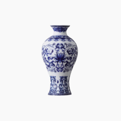 Vase mural bleu en céramique pour bambou Lucky - décor en porcelaine