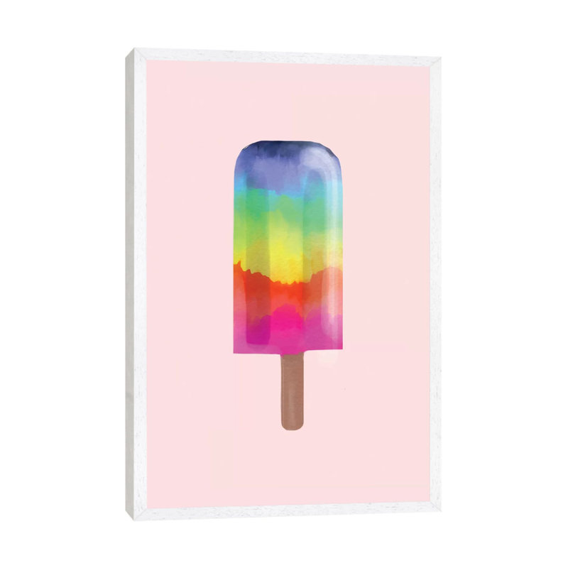Rainbow Popsicle by Emanuela Carratoni - Print on Canvas, 101.6 cm H x 66.04 cm W, White Framed Canvas