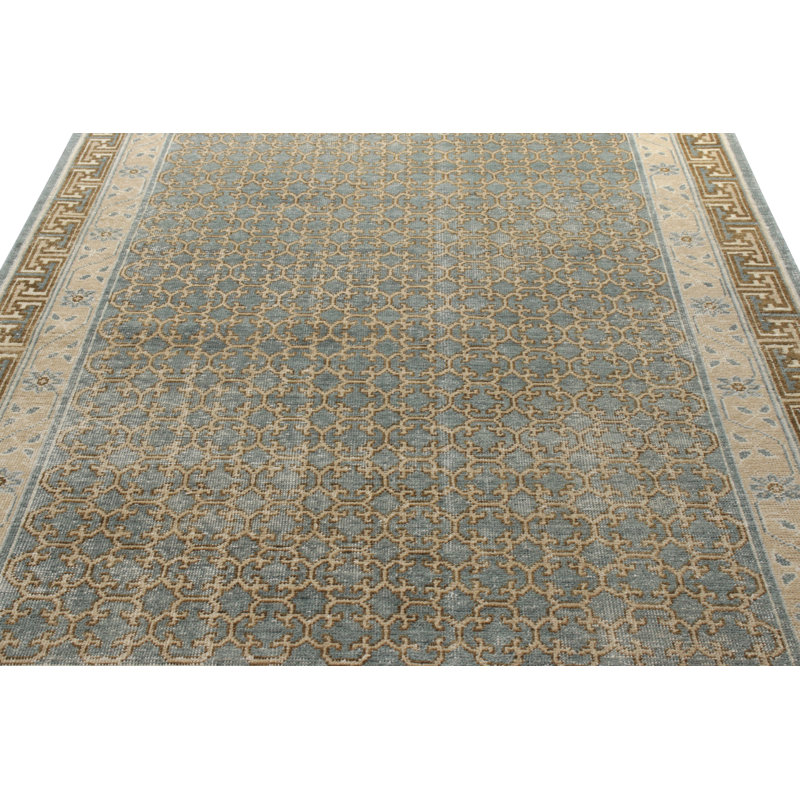 Distressed Homage Hand Knotted Wool Geometric Area Rug, Runner 3' x 8'
