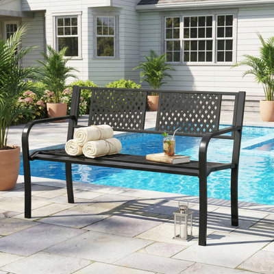 Banc en métal pour 2 à 3 personnes résistant aux intempéries résistant à la décoloration pour terrasse et patio