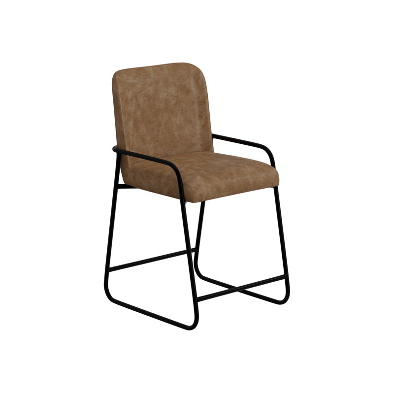 Structure en bois et base en métal, repose-pieds avec repose-pieds, Cognac