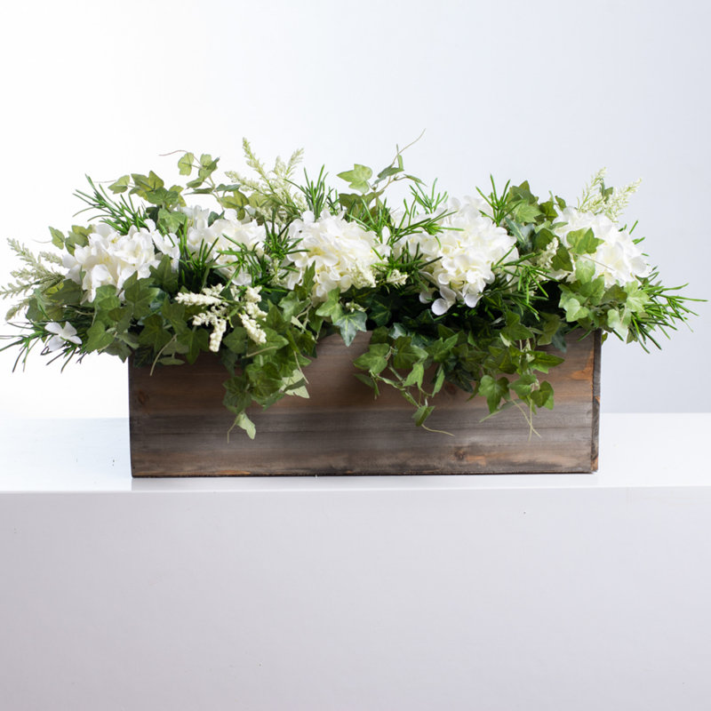 Silk Hydrangea Arrangement in Planter
