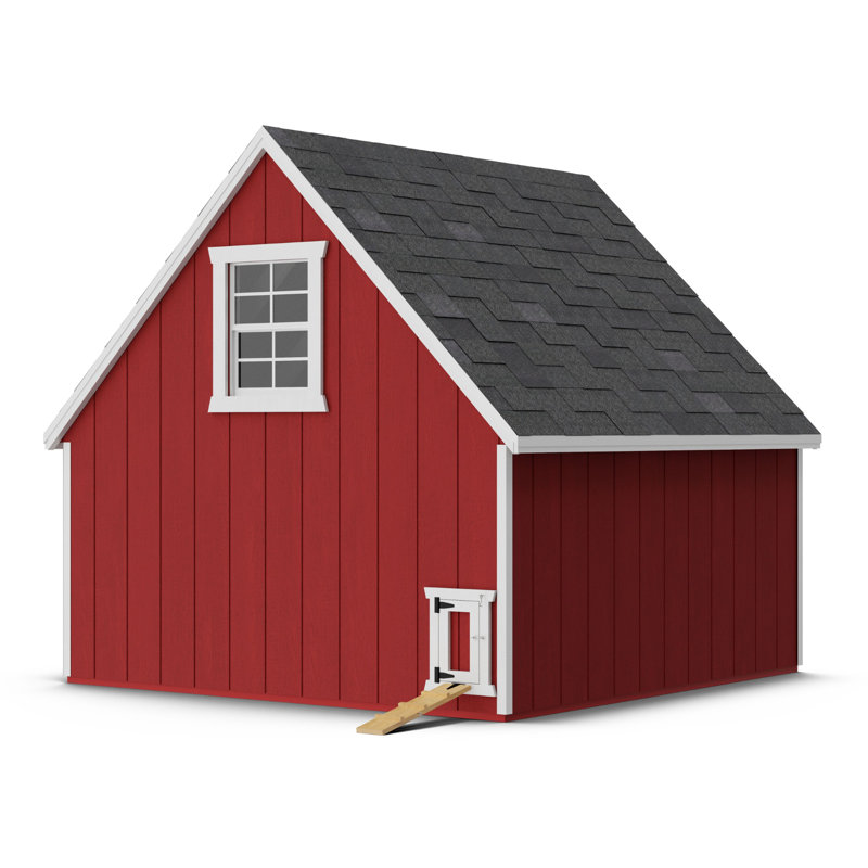 Red and White Wooden A-Frame Chicken Coop Kit
