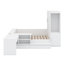 Lit plateforme avec tiroirs de rangement intégrés, étagères, bureau et garde-robe-446300566