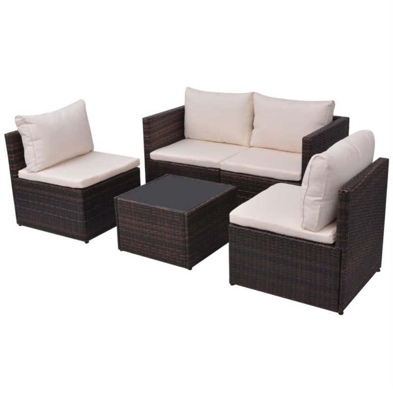 5 Piece Lounge Chair with Cushions, Brown