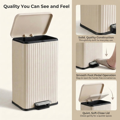 Poubelle à pédale en acier inoxydable 8 gallons avec couvercle à fermeture en douceur