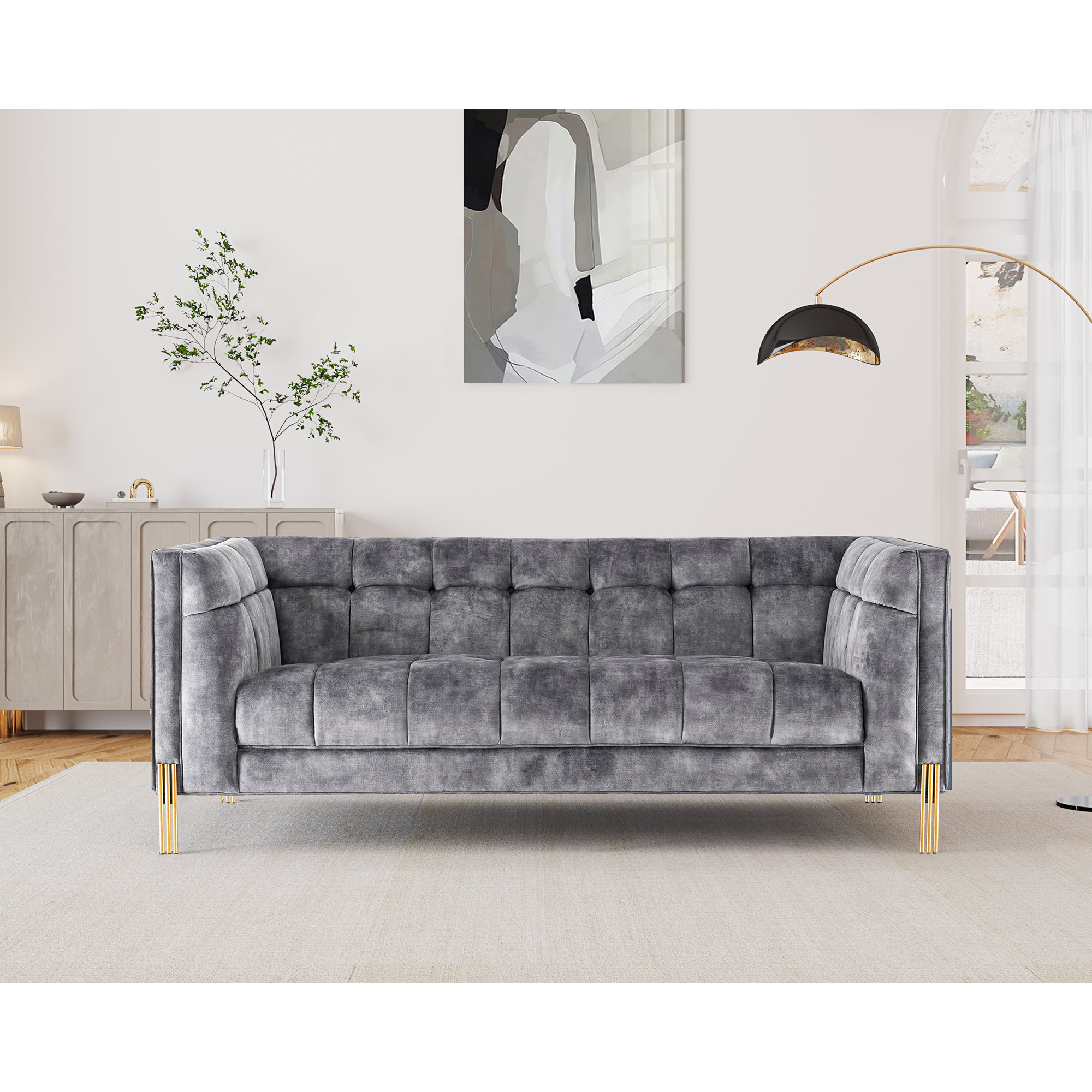 Gray deals tufted loveseat