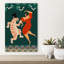 A Date With A Wild Cat Abstract Colorful Geometric Cat Tiger Animal Flower Wall Art Print 1 Piece Wrapped Canvas Wall Art-639323917