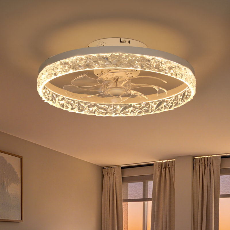 Ventilateur de plafond moderne de 20 po avec lumières et télécommande à 3 vitesses Blois, Blanc