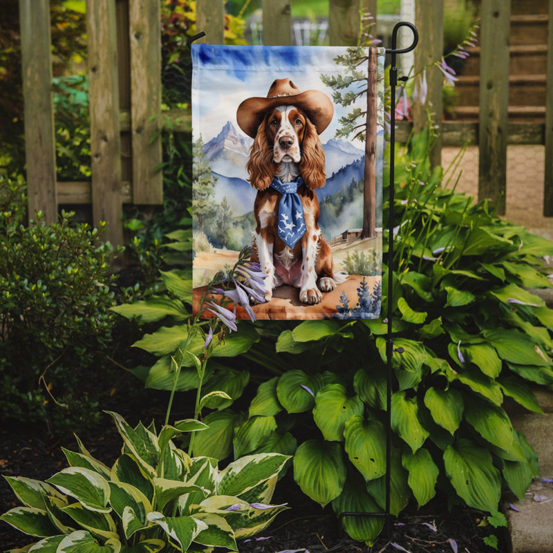Drapeau Cowboy Welcome Garden, Épagneul cocker anglais bleu