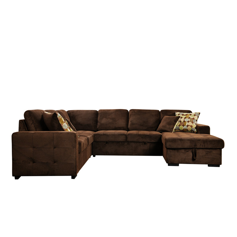 Canapé à accoudoirs carrés 96,86 po Annarama, Polyester brun foncé
