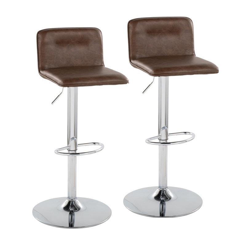 Ogan Adjustable Barstool - Set Of 2, Brown
