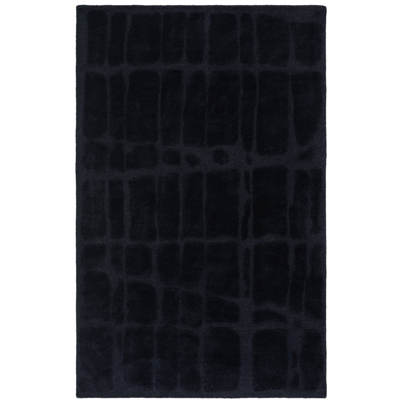 Rodeo Drive 678 Hand Tufted Wool/Cotton Abstract Rug in Black, Rectangle 5' x 8'