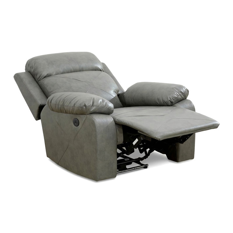 Canapé de salon gris en cuir respirant, fauteuil inclinable avec accoudoirs épais, dessous avec éclairage DEL ambiant, angle réglable