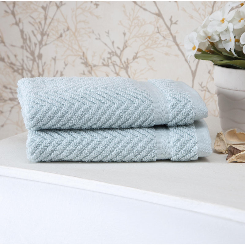 Vandewa Plush Jacquard Washcloth, Light Aqua