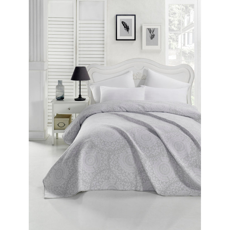Couvre-lit / couvre-lit 100% coton Gerardo, gris
