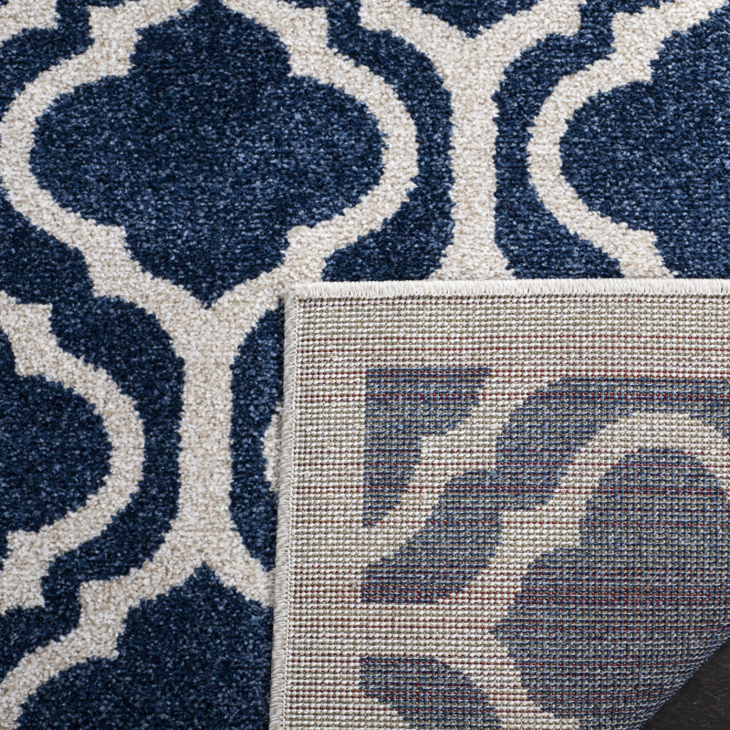 Ammundsen Geometric Navy/Beige Area Rug, Rectangle 4' x 6'