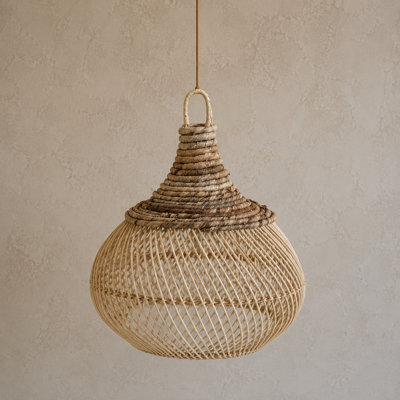 12 in. H Rattan Globe Pendant Shade
