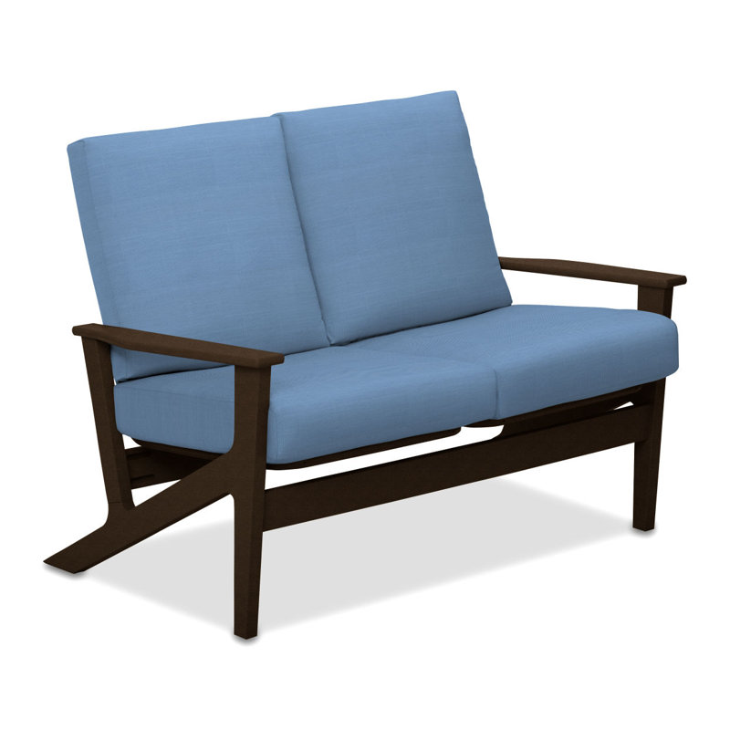 Chrisa 51.5'' Wide Loveseat with Cushions, Sky, Textured Kona