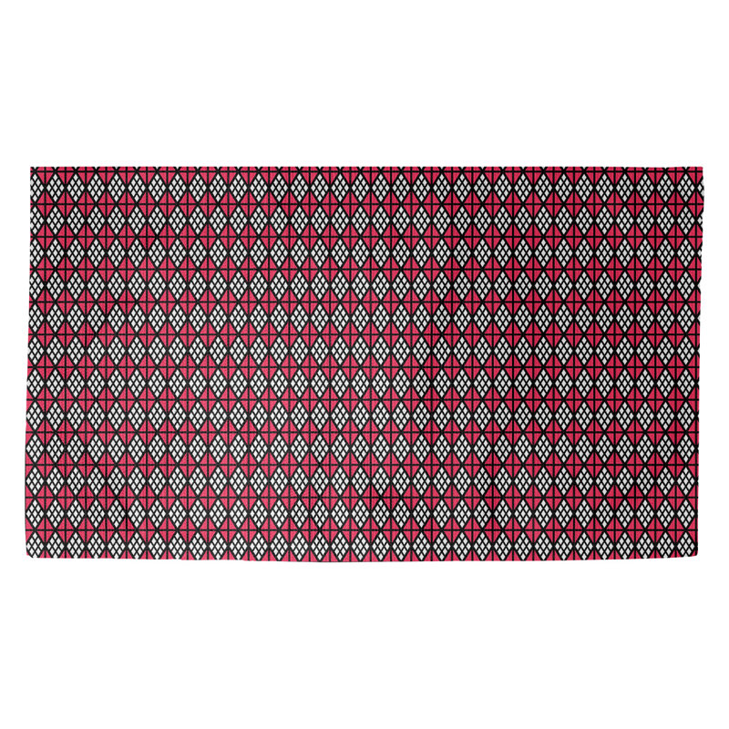 Tapis rouge/noir diamants Avicia, Rectangle 3 pi 3 po x 5 pi 3 po