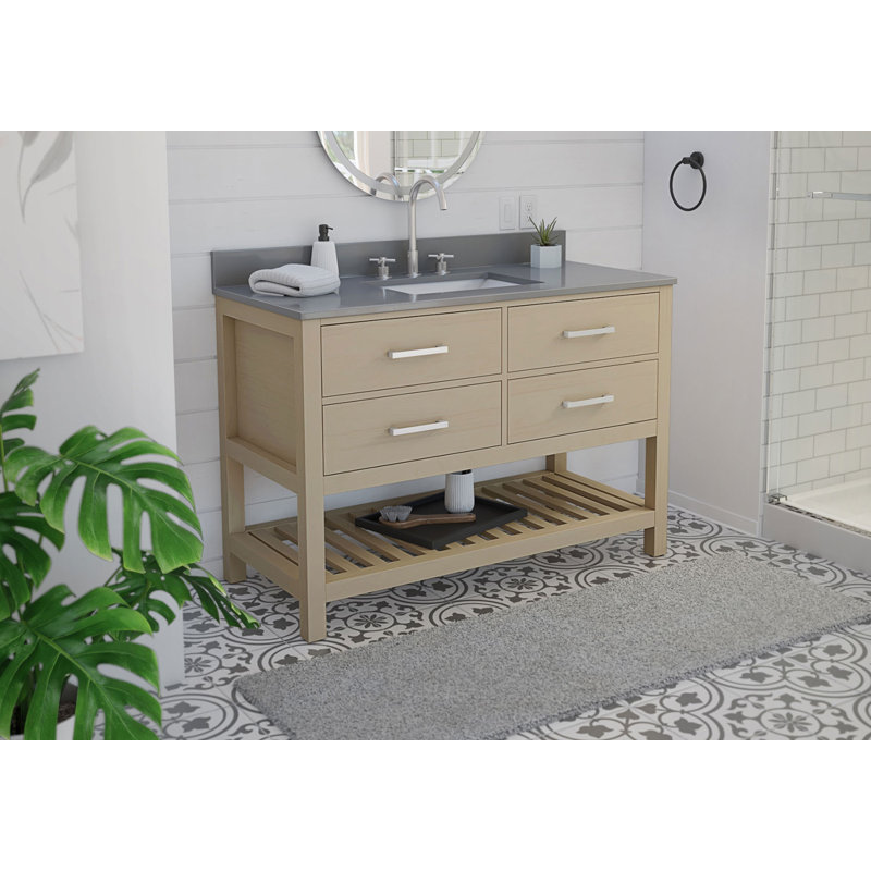 48" Single Bathroom Vanity Set, White, Light Sage