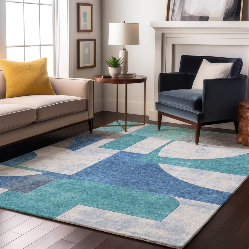 Tapis Mid-Century Premium lavable à la machine Mehara AMF1692, Rectangulaire 8 pi x 10 pi