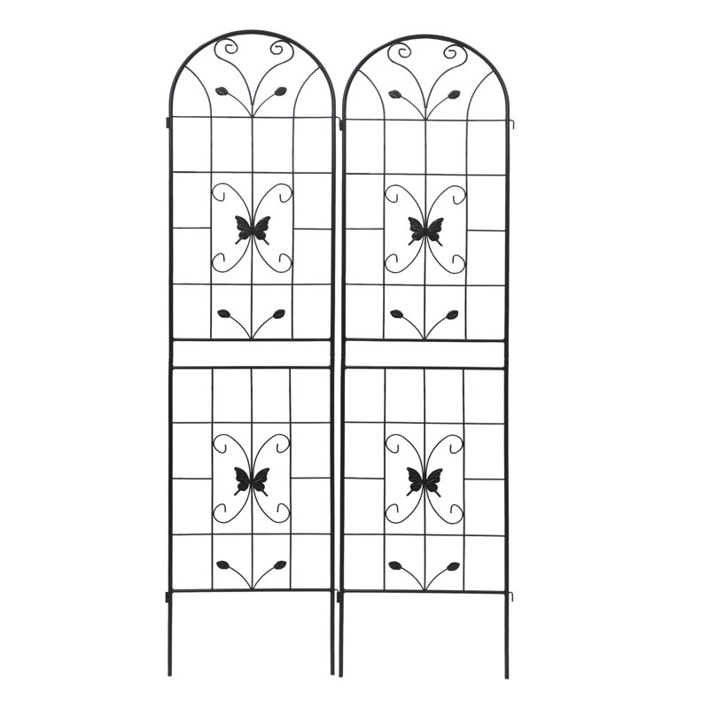 Paquet de 2 treillis en métal pour le jardin, plantes grimpantes d'extérieur antirouille de 86,7 po x 19,7 po, support en fer noir,