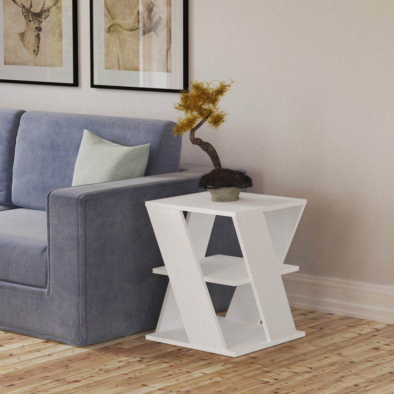 Cateline Side Table with Storage, White