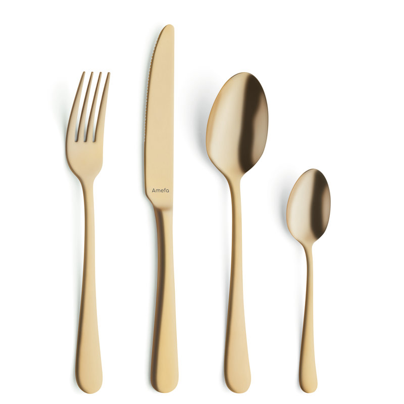 Amefa TREND 18/10 Stainless Steel Cutlery Set 24 Piece for 6 People, Gold