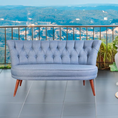 Indigo Blue 2-Seat Sofa, Solid Wood Frame, 31.5 x 31.1 x 15.7 inches | 100% Polyester Fabric, 32 DNS Foam for Comfort | Easy Clean | Stylish Modern Design for Home, Hotel & Rustic Decor