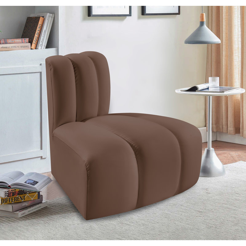 Chaise d'appoint en cuir Iturralde Vegan, Cuir brun végétalien