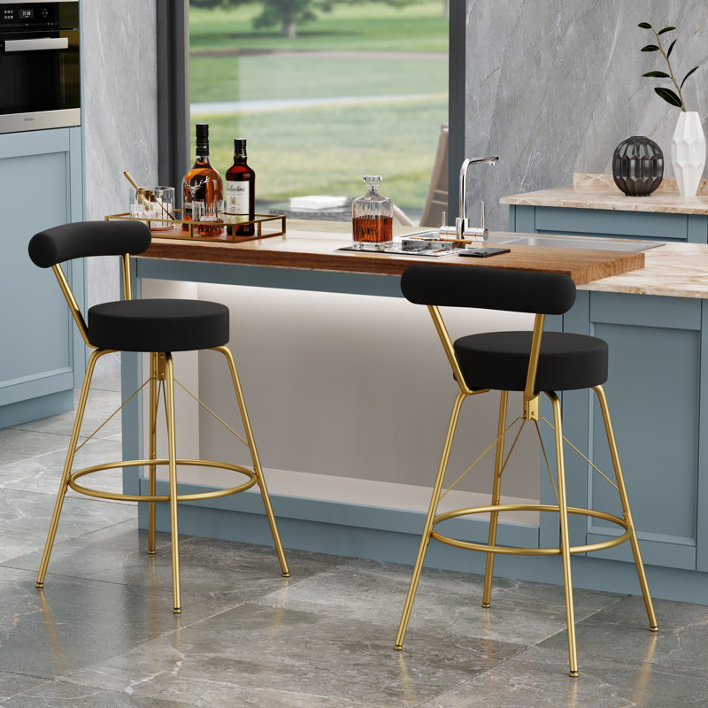 Tabouret pivotant Groton, Noir, noir, noir, noir, Tabouret de bar (siège d'une hauteur de 30 po)