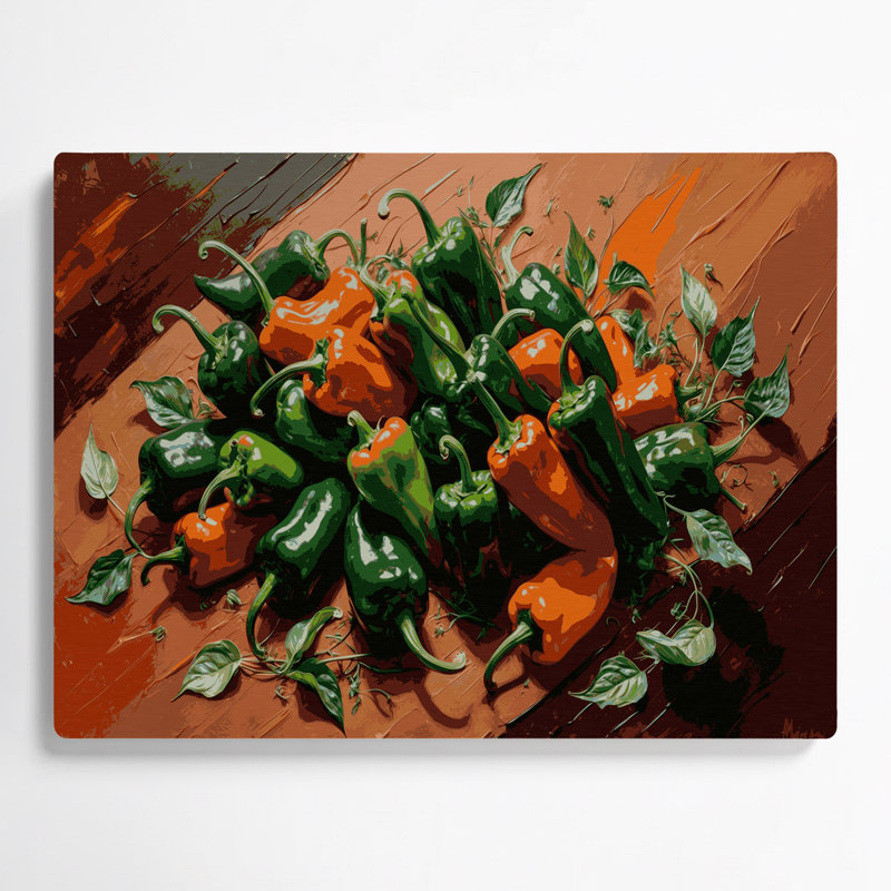 Légumes, piment, art mural brun Serrano, H 16 po x l 20 po