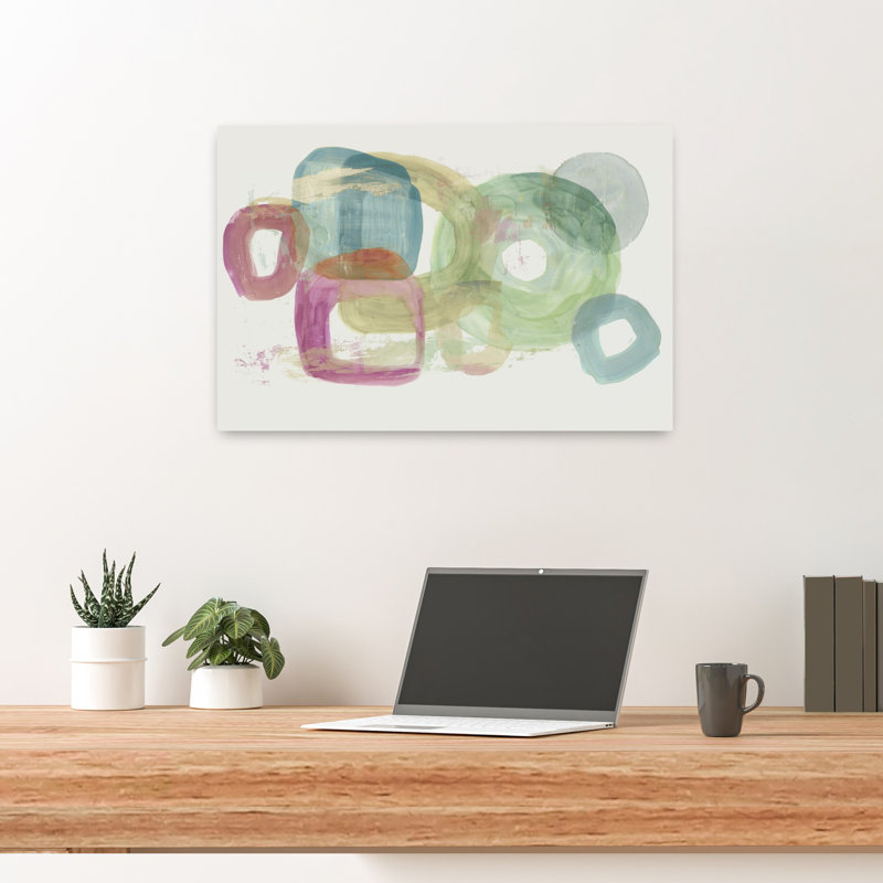 Art moderne géométrique abstrait délicat, H 16 po x l 24 po
