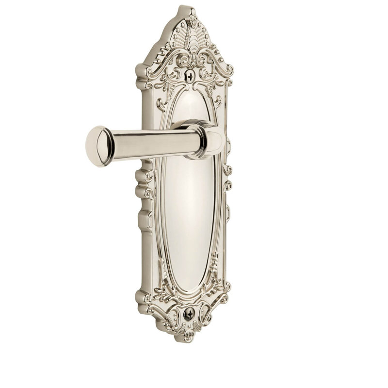 Grandeur Grande plaque de passage victorienne avec levier Georgetown, 2 3/4", Nickel poli
