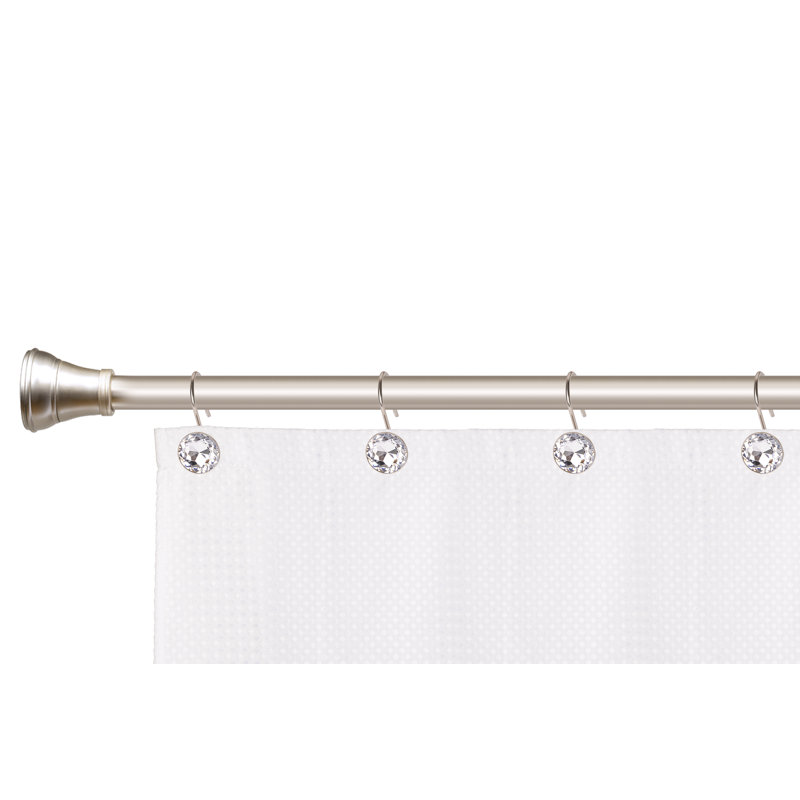 Brushed Nickel Crystal Design Shower Curtain Hooks Set of 12