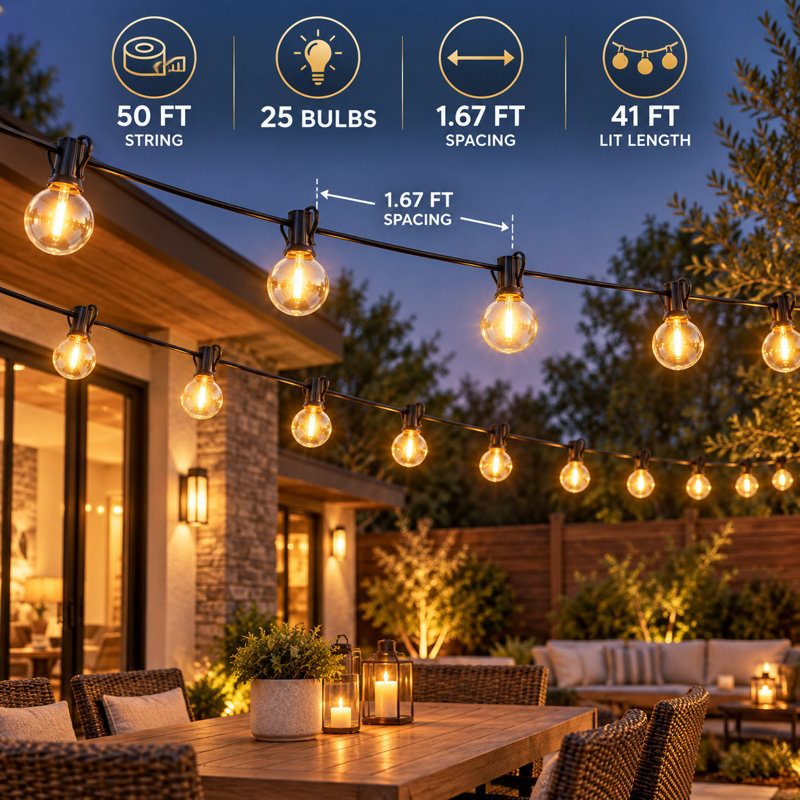 Plug-in LED String Lights, 50FT