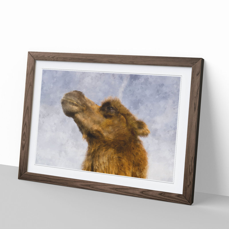 Camel - Picture Frame Painting, Walnut Framed, 48cm H x 65cm W x 2cm D