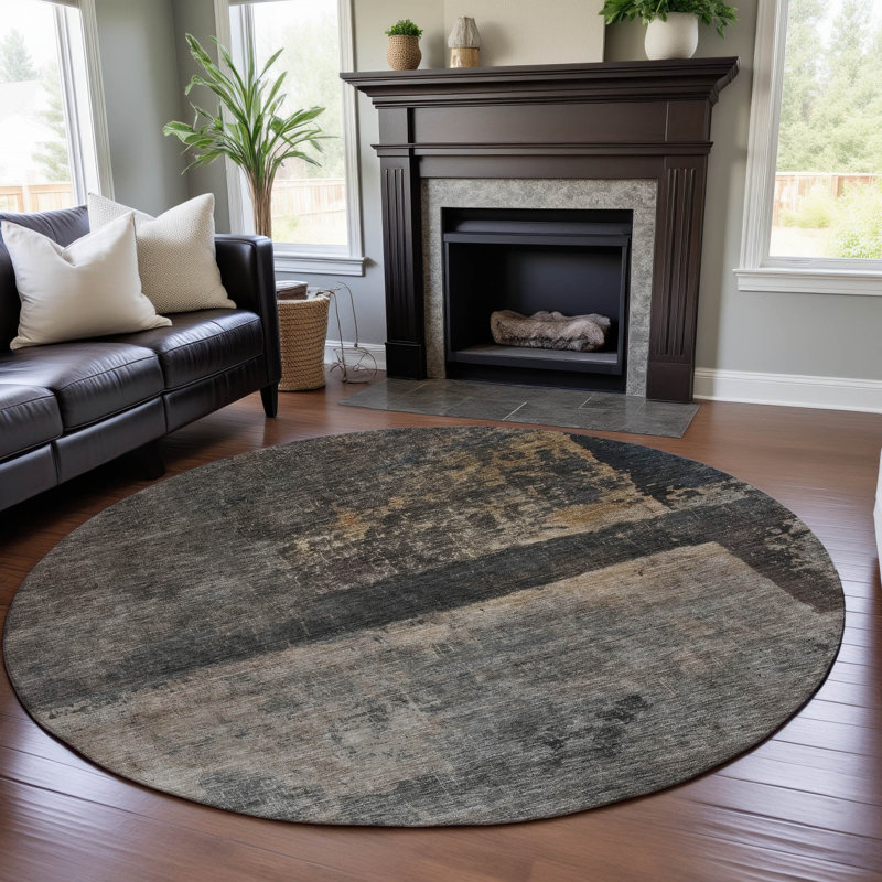 Premium Machine Washable Jessie AMF1208 Abstract Rug, Round 8'