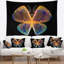 Corwin - papillon abstrait fractal jaune et bleu avec tapisserie foncée-28503103