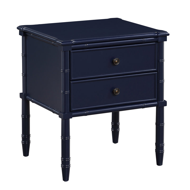 Table de chevet 2 tiroirs Emmett - bleu minuit, Bleu très foncé