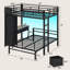 Lit superposé avec bureau, lits superposés simples et doubles avec 5 tiroirs de rangement et station de recharge, noir-1362854354-1580449192