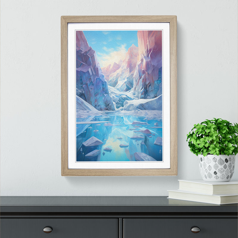 Glacier Futurism - Framed Print, 34cm H x 25cm W x 2cm D, Oak