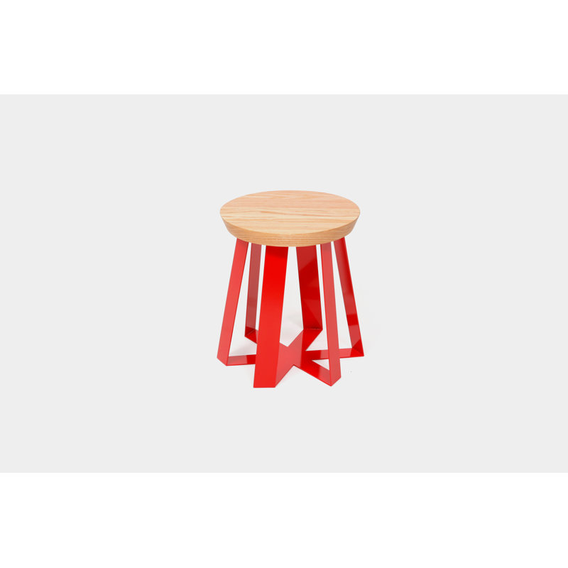 ARS Accent Stool, Red, Oak