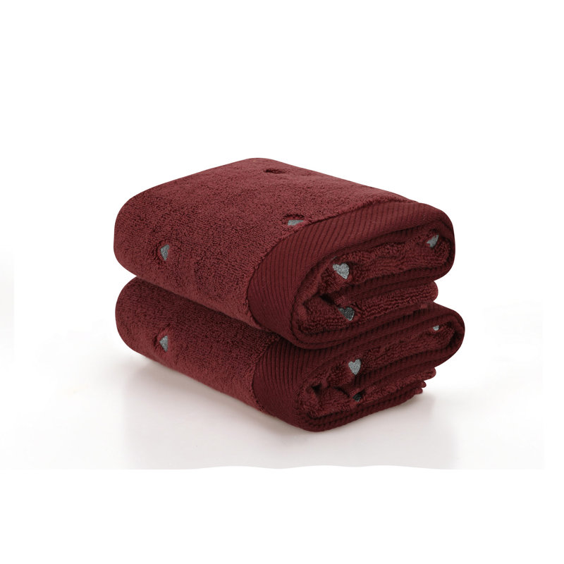 Ensemble de 2 serviettes 100% coton Jazmenn, Fuchsia / menthe