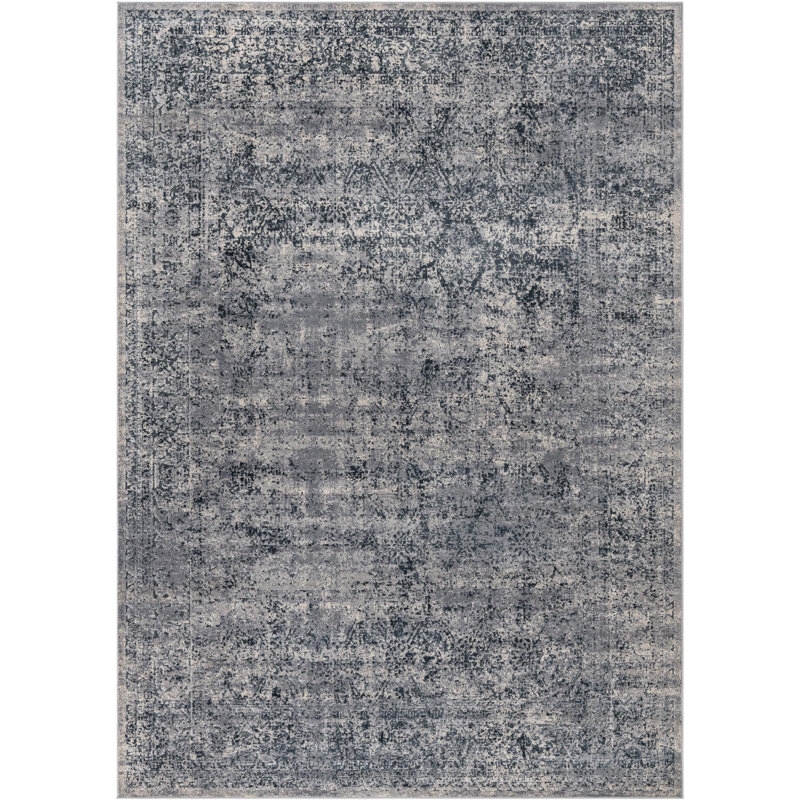 Lanett Oriental Blue/Gray Area Rug, Rectangle 7'10" x 11'