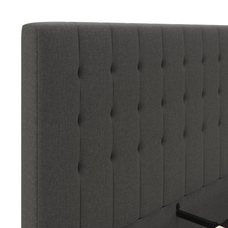 Lit plateforme tapissier Acquaviva, Grand, Gris
