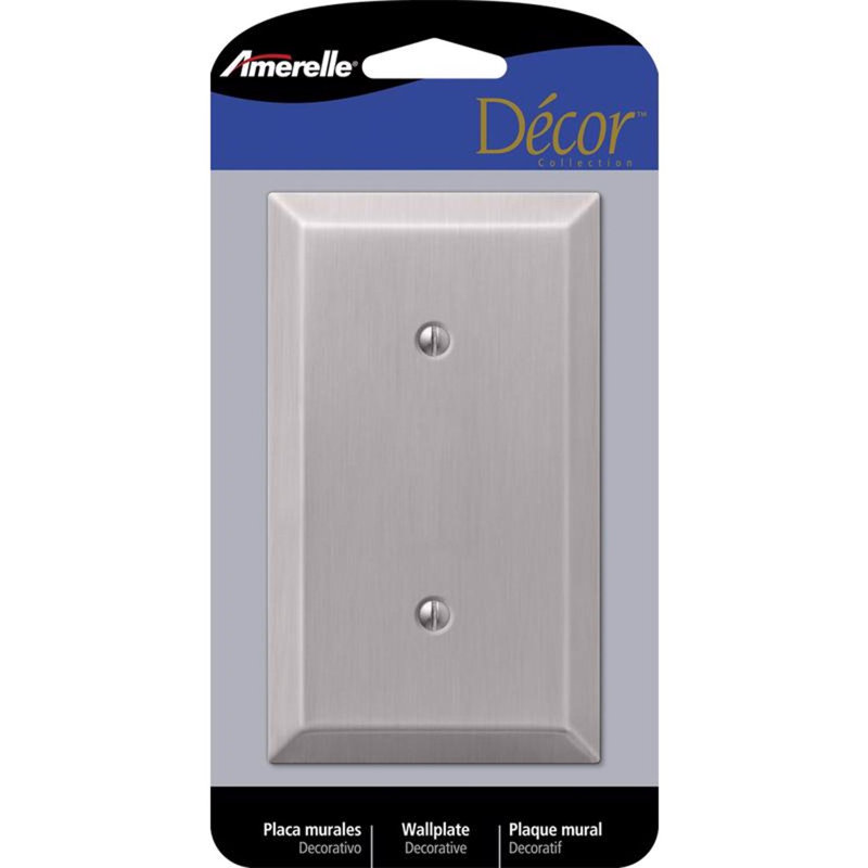 Amerelle Century Brushed Nickel Metal Blank Wall Plate 1 pk